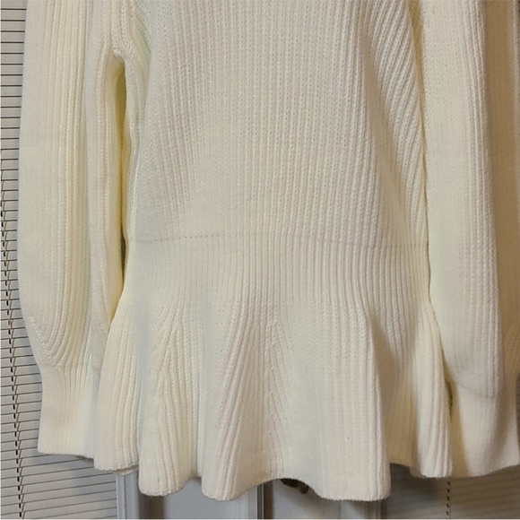 Cream Ribbed Knit Sweater - Picture 2 of 7